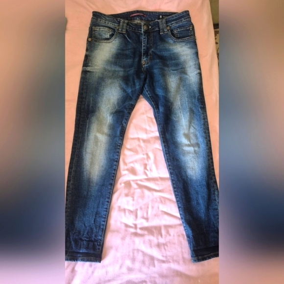 Philipp Plein Size 27 Slim Blue Jeans with Distressed Wash - Picture 1 of 9